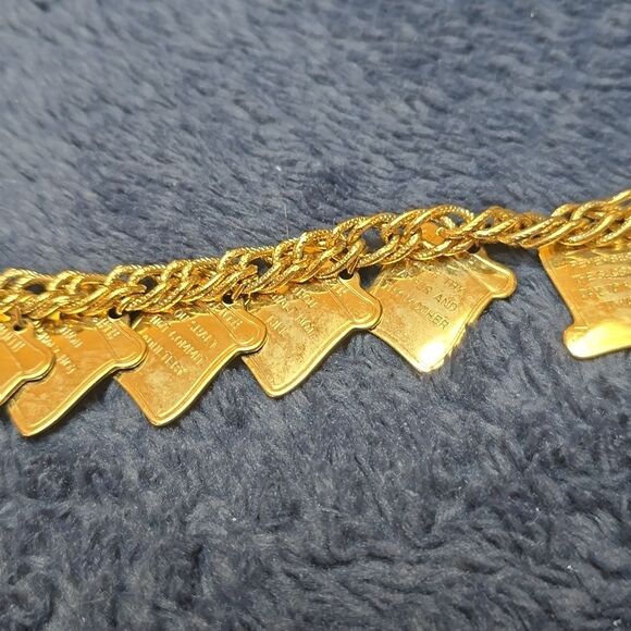 Vintage 10 Commandments Gold Tone Charm Bracelet Religious Jewelry - Picture 3 of 7